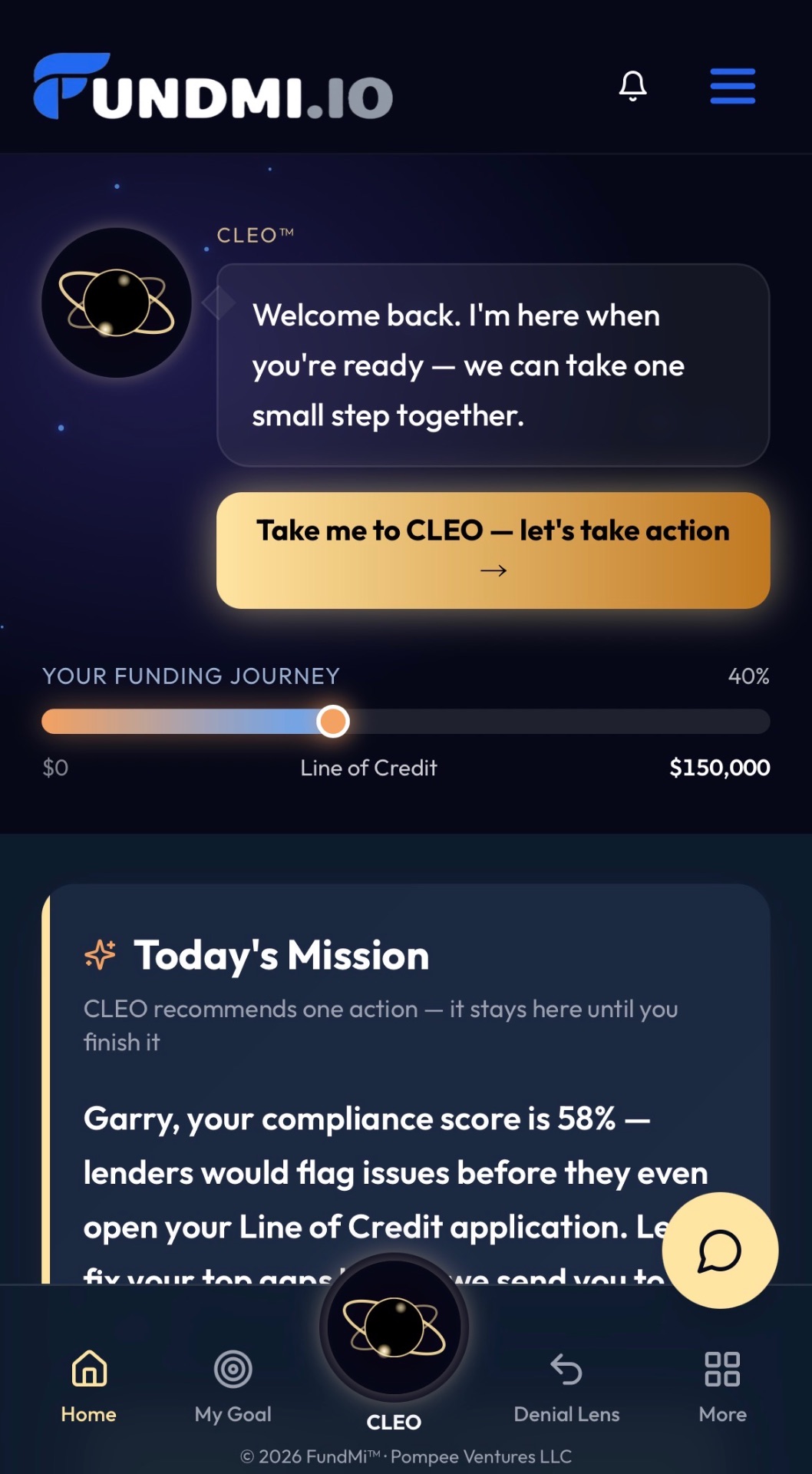 FundMi CLEO screen